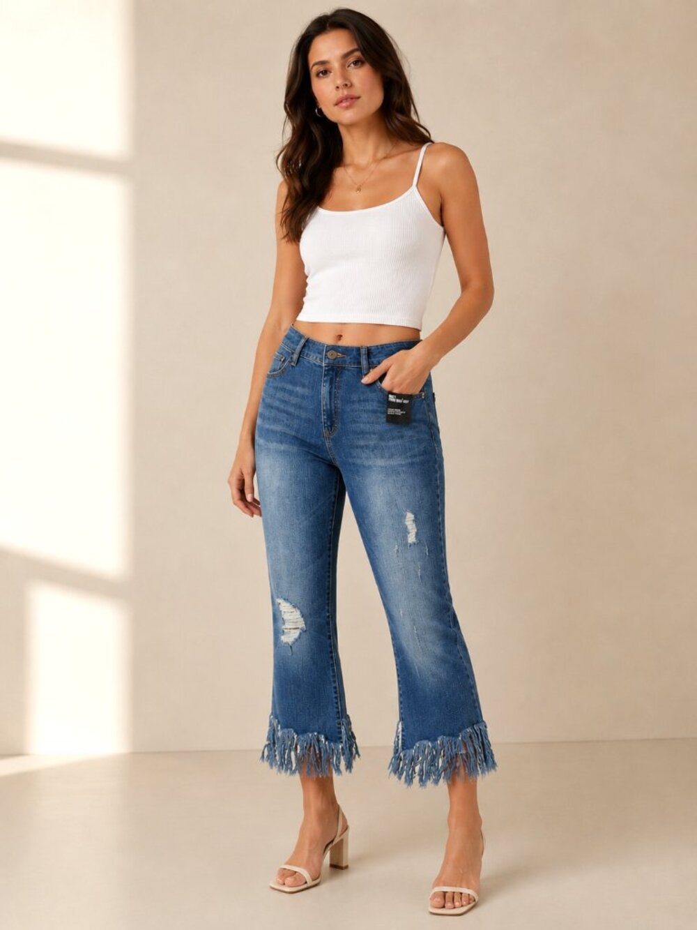 William Rast Crop Flare Denim Capri Pants